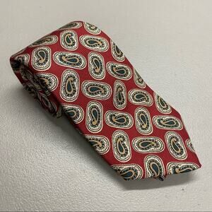 Givenchy Monsieur Mens Tie Paisley Red All Silk From Italy Made in USA Vintage